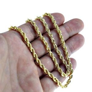 High Quality 4mm 24 Inch Gold Plated Rope Chain